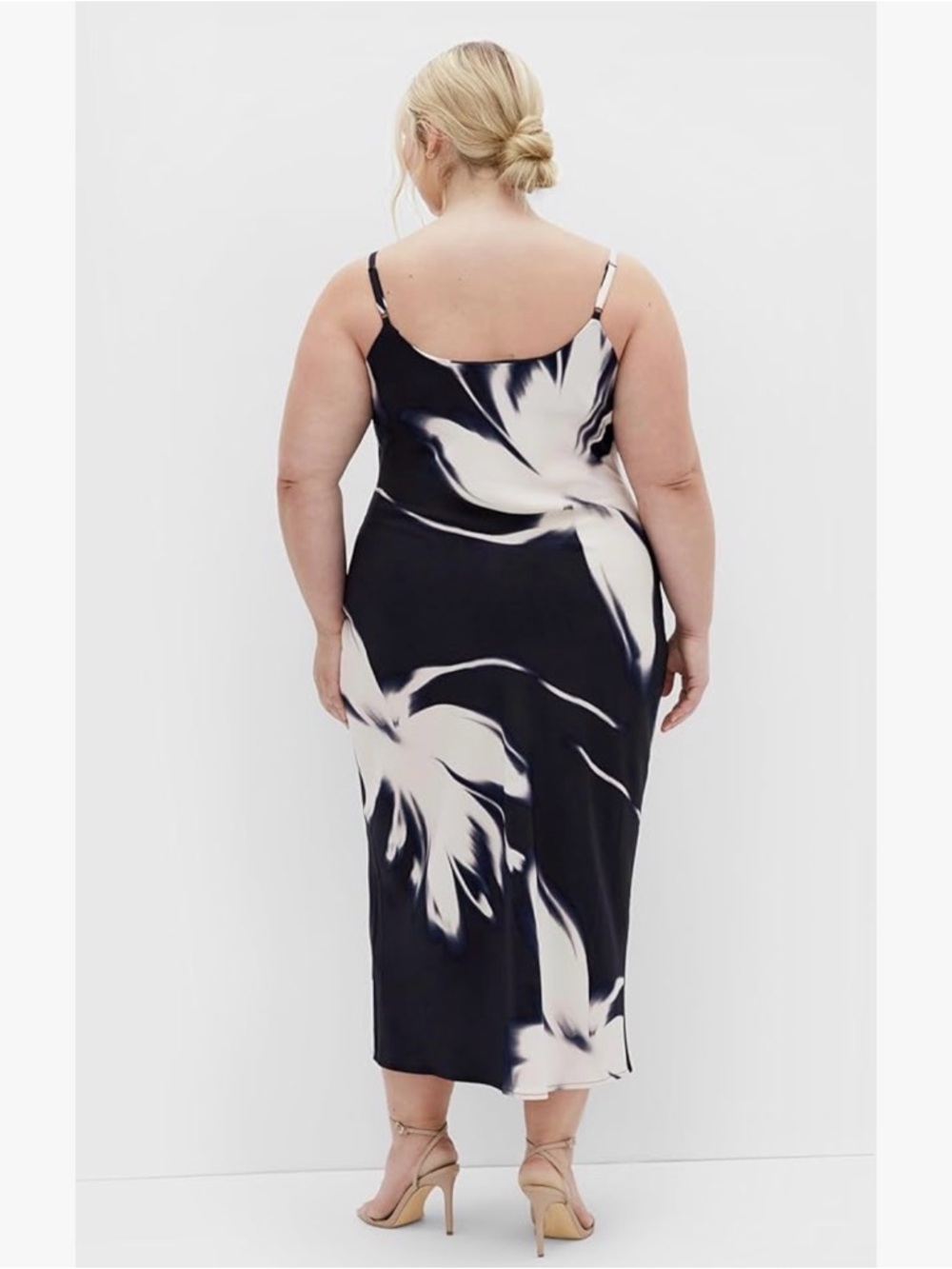 City Chic Navy & White Floral Midi Slip Dress - Picture 3 of 4